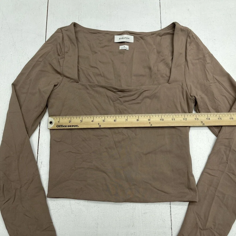 Babaton Deep Taupe Square Neck Long Sleeve Women’s Size Medium